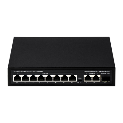 Chuyển POE không quản lý 8 PoE 10/100Mbps + 2 LAN 100/1000Mbps + 1SFP 100/1000M cho CCTV