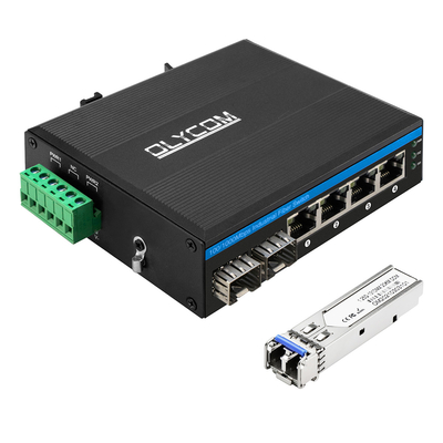 6-Port Industrial Network Switch với 2 100M / 1G Fiber Unmanaged Rugged Gigabit Ethernet