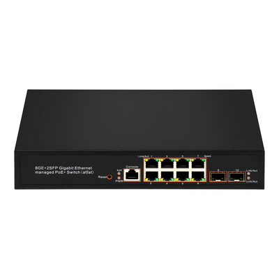 8 cổng Gigabit Quản lý PoE Switch SFP Sợi quang 120W Ngân sách AC Input Realtek Chip