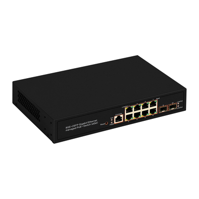 8 cổng Gigabit Quản lý PoE Switch SFP Sợi quang 120W Ngân sách AC Input Realtek Chip
