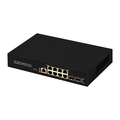 8 cổng Gigabit Quản lý PoE Switch SFP Sợi quang 120W Ngân sách AC Input Realtek Chip