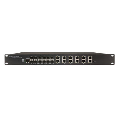 1U Rack Mount Industrial Managed POE Switch với 12 cổng RJ45 + 12 cổng SFP và 340W POE