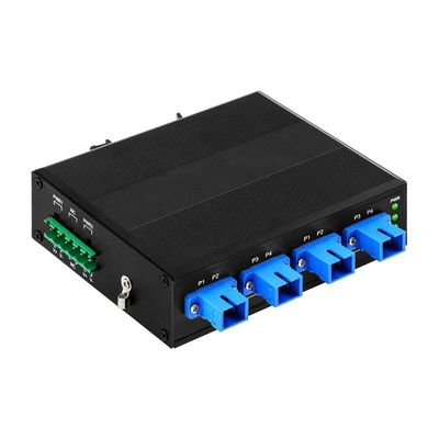 4 kênh công nghiệp quang bỏ chuyển đổi với Din Rail DC24V đầu vào và mất tích chèn thấp cho truyền thông viễn thông