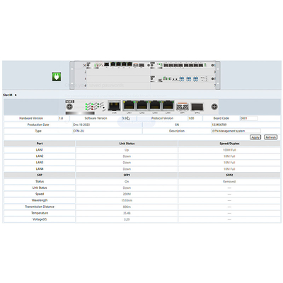 Thẻ dịch vụ quản lý mạng DWDM OM3800 Series Hỗ trợ đăng nhập web 100M Fiber RJ45 Port