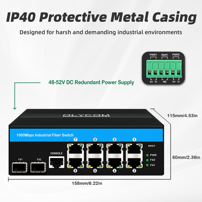 10port Gigabit 10/100/1000mbps L2 Managed POE Switch với 2 Sfp cho ngoài trời