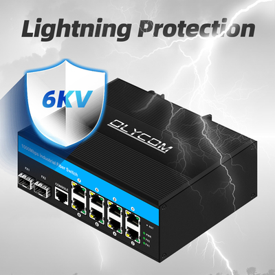 10port Gigabit 10/100/1000mbps L2 Managed POE Switch với 2 Sfp cho ngoài trời