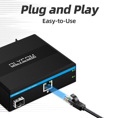 SFP Fiber Media Converter 10 100Mbps Không quản lý DIN Rail Wall Mounted Small Case