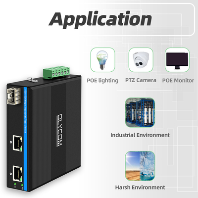 Mini Din Rail Ethernet Fiber Switch 100/1000M 60W POE Ngân sách DC48V Không quản lý
