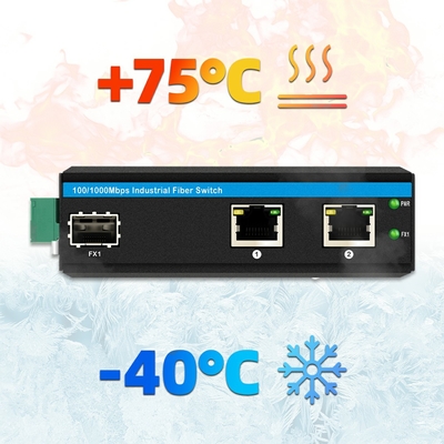 Mini Din Rail Ethernet Fiber Switch 100/1000M 60W POE Ngân sách DC48V Không quản lý
