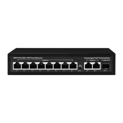 Công tắc POE không được quản lý 120W 8 PoE 10/100/1000Mbps + 2 LAN 10/100/1000Mbps + 1SFP 100/1000M