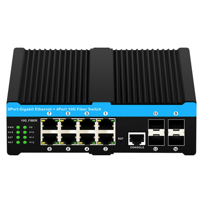Bộ chuyển mạch POE công nghiệp 10G với 8 cổng Gigabit POE và 4 cổng uplink SFP 10G - Bộ chuyển mạch mạng được quản lý L2 với khả năng chống sét lan truyền 6KV