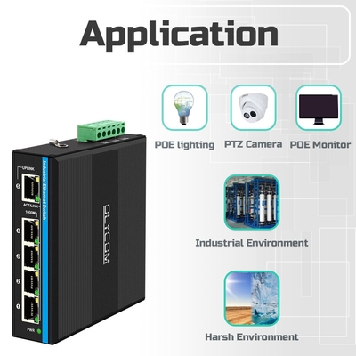 Mini 5 cổng công nghiệp Ethernet chuyển mạch 4 RJ45 cổng 1 uplink RJ45 gigabit không quản lý chuyển mạch dc12v/24v đầu vào