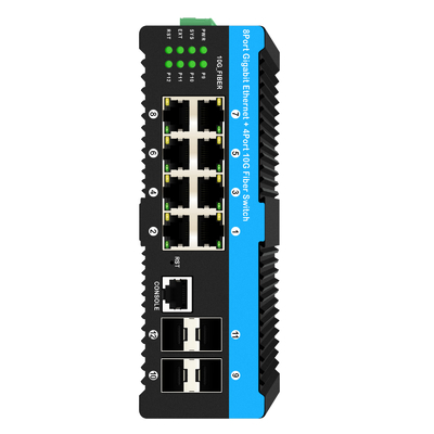 10G Fiber Industrial Managed PoE Switch Gigabit Ethernet 8 cổng PoE 240W chip Realtek