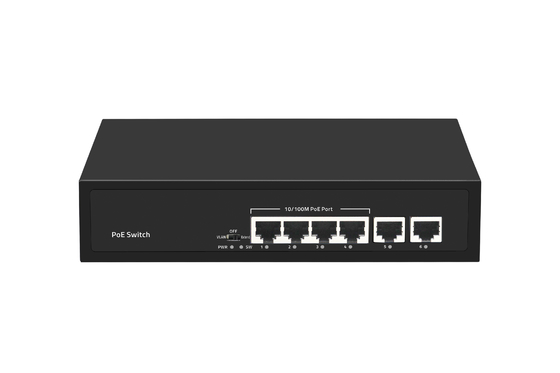 6 cổng mạng POE Chuyển đổi 48V với 100Mbps Cổng IEEE 802.3 chuyển đổi mạng af/at