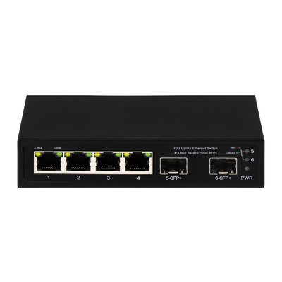6 cổng 10g chuyển đổi Ethernet sợi 4 * 2.5G RJ45 + 2 * 10G SFP + hỗ trợ OEM / ODM