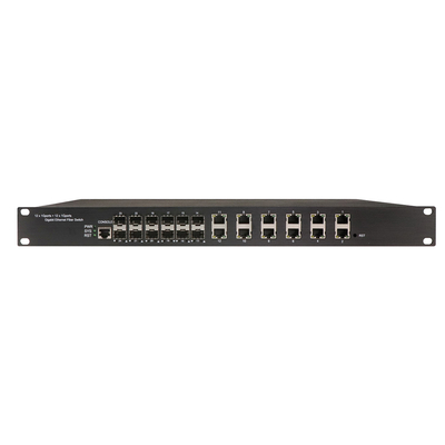 1U Rack gigabit 24 cổng quản lý Ethernet POE chuyển đổi với 12 RJ45 + 12 SFP AC100-240V đầu vào công nghiệp chuyển đổi