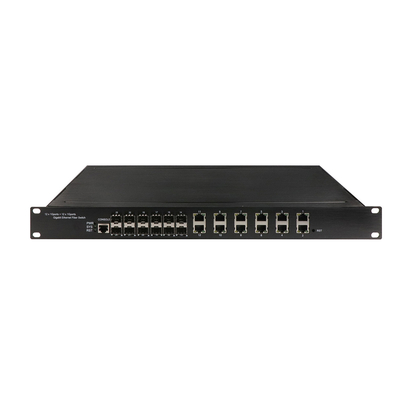 1U Rack gigabit 24 cổng quản lý Ethernet POE chuyển đổi với 12 RJ45 + 12 SFP AC100-240V đầu vào công nghiệp chuyển đổi