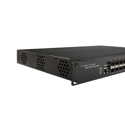 1U Rack gigabit 24 cổng quản lý Ethernet POE chuyển đổi với 12 RJ45 + 12 SFP AC100-240V đầu vào công nghiệp chuyển đổi