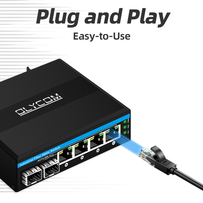 Mini 6 cổng gigabit Ethernet chuyển đổi POE chuyển đổi din đường ray 2 sfp + 4 RJ45 DC48-52V đầu vào điện kép