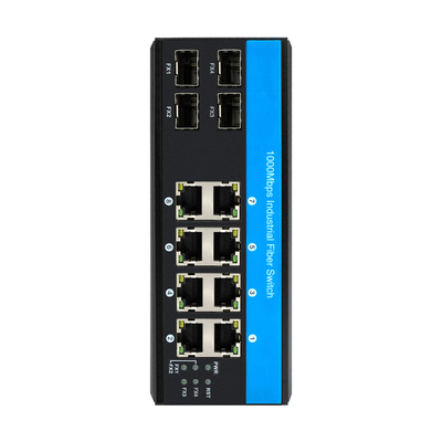 12 cổng 10/100/1000mbps không quản lý chuyển đổi din-rail poe 4 cổng SFP + 8 cổng RJ45 chuyển đổi ethernet