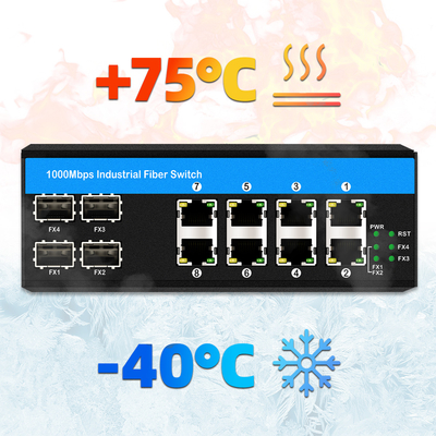 12 cổng 10/100/1000mbps không quản lý chuyển đổi din-rail poe 4 cổng SFP + 8 cổng RJ45 chuyển đổi ethernet