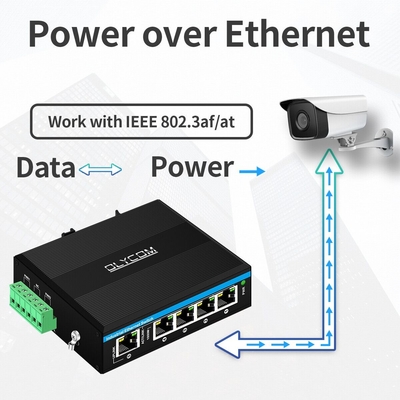 5 cổng gigabit POE + chuyển đổi E-Mark Ethernet chuyển đổi DC48V đầu vào điện kép din-rail POE chuyển đổi
