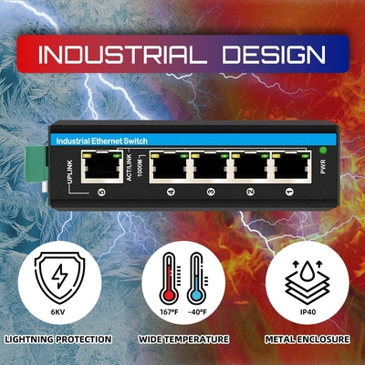 5 cổng gigabit POE + chuyển đổi E-Mark Ethernet chuyển đổi DC48V đầu vào điện kép din-rail POE chuyển đổi