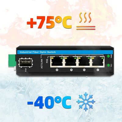 5 cổng Gigabit Outdoor Poe Switch Mini Industrial Fiber Switch IP40 Din Rail Switch