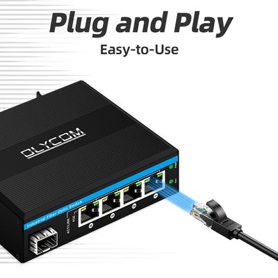5 cổng Gigabit Outdoor Poe Switch Mini Industrial Fiber Switch IP40 Din Rail Switch