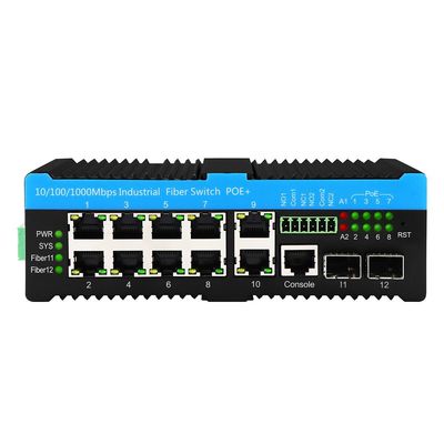L2 L3 Quá trình chuyển đổi Gigabit Ethernet công nghiệp được quản lý Poe Switch 90w 2 * 2.5G SFP + 8 * RJ45 Cổng Outdoor Switch