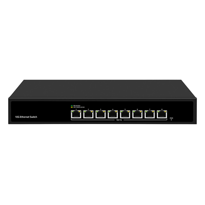 8 cổng 10G Ethernet Switch không quản lý tốc độ tự động cảm biến đầu vào AC đơn không có quạt