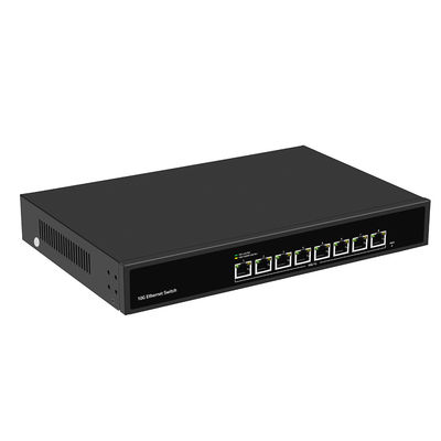 8 cổng 10G Ethernet Switch không quản lý tốc độ tự động cảm biến đầu vào AC đơn không có quạt