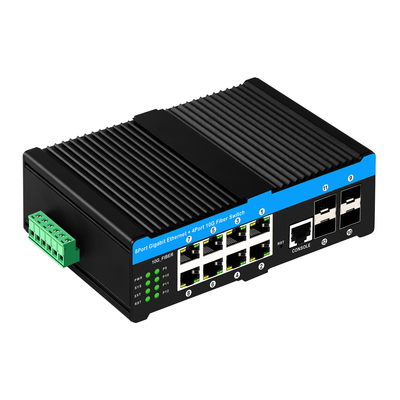 12 cổng 10G L2/L3 Quản lý Poe+ Switch 4*10G Sfp Cổng DC48V Điện vào kép 10g Poe Switch