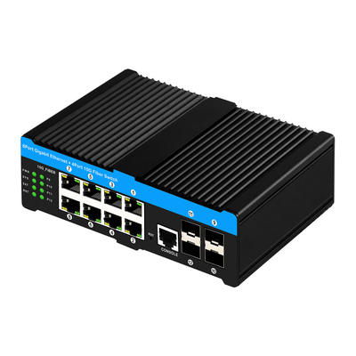 12 cổng 10G L2/L3 Quản lý Poe+ Switch 4*10G Sfp Cổng DC48V Điện vào kép 10g Poe Switch