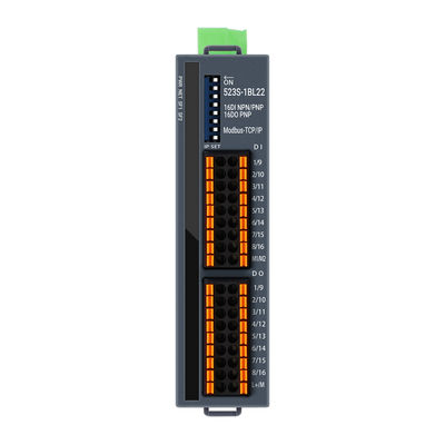 Modbus TCP/IP Slave I/O Module 24VDC 2 RJ45 16 Cổng DI DO Din Rail NPN PNP Connection