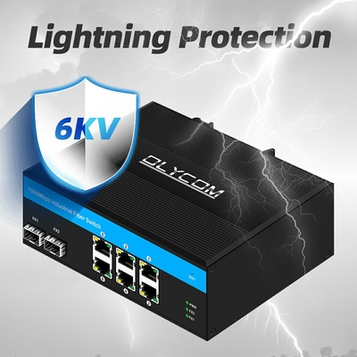 8 cổng gigabit không quản lý chuyển đổi Ethernet chuyển đổi Poe chuyển đổi DC48V chuyển đổi mạng đường sắt din
