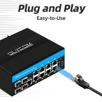 Chuyển đổi quản lý Gigabit 12 cổng chuyển đổi Ethernet 4SFP + 8RJ45 DIN-Rail đầu vào điện kép