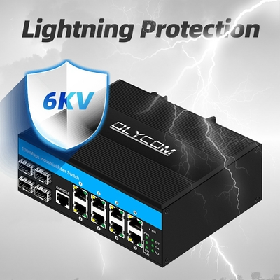 Chuyển đổi quản lý Gigabit 12 cổng chuyển đổi Ethernet 4SFP + 8RJ45 DIN-Rail đầu vào điện kép