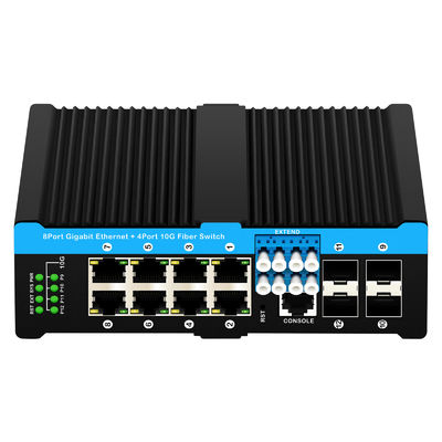 12 cổng 10G L2/L3 quản lý POE+ chuyển đổi chuyển đổi bỏ qua quang học 4*10G sfp +8 RJ45 din-rail Ethernet chuyển đổi