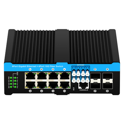 12 cổng 10G L2/L3 quản lý POE+ chuyển đổi chuyển đổi bỏ qua quang học 4*10G sfp +8 RJ45 din-rail Ethernet chuyển đổi