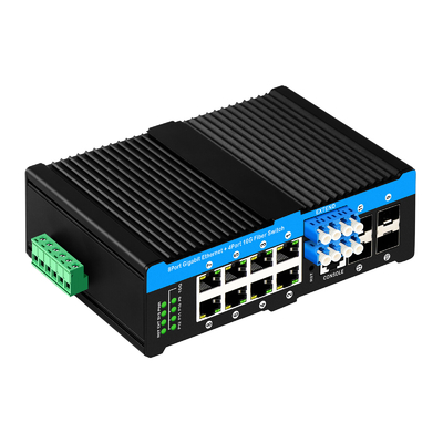12 cổng 10G L2/L3 quản lý POE+ chuyển đổi chuyển đổi bỏ qua quang học 4*10G sfp +8 RJ45 din-rail Ethernet chuyển đổi