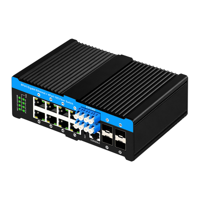 12 cổng 10G L2/L3 quản lý POE+ chuyển đổi chuyển đổi bỏ qua quang học 4*10G sfp +8 RJ45 din-rail Ethernet chuyển đổi