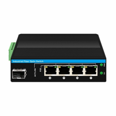 5 cổng Industrial Poe Network Switch DC12/24/48V Input 1SFP+4RJ45 Gigabit Ethernet Switch