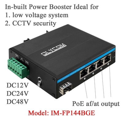 5 cổng Industrial Poe Network Switch DC12/24/48V Input 1SFP+4RJ45 Gigabit Ethernet Switch