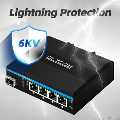 5 cổng Industrial Poe Network Switch DC12/24/48V Input 1SFP+4RJ45 Gigabit Ethernet Switch