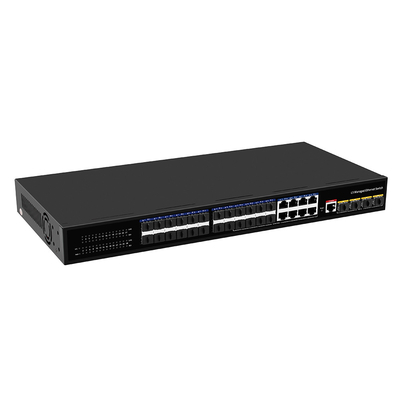 24 cổng 10G Fiber Switch với 8 Gigabit Combo SFP / RJ45 L3 quản lý 1U Rack