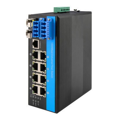 Bộ chuyển mạch Ethernet được quản lý bỏ qua 8 cổng 2.5G Bảo vệ quang công nghiệp bằng sợi quang DIN Mounted