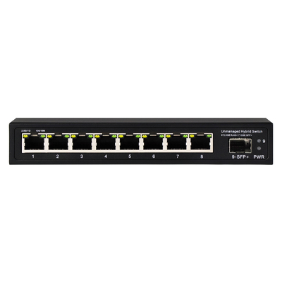 Chuyển đổi Ethernet 10G Chuyển đổi mạng không quản lý 8 * 2.5G RJ45 + 1 * 10G Cổng SFP