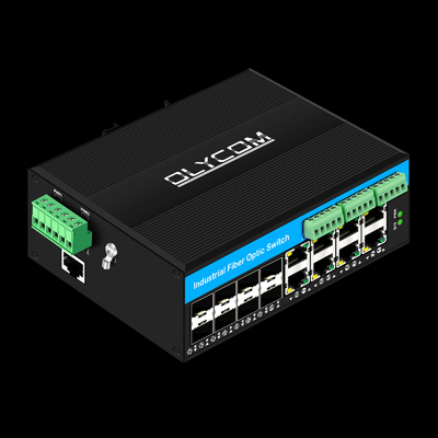 Quản lý 16 cổng Gigabit Poe Switch Din-rail Network Switch 8RJ45 + 8SFP Với 4 * RS485 + 2 * CAN BUS