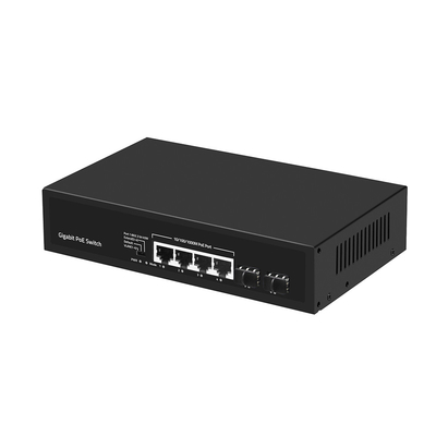 4 cổng Gigabit SFP Fiber PoE Switch Ngân sách 60W Với VLAN 250 mét mở rộng
